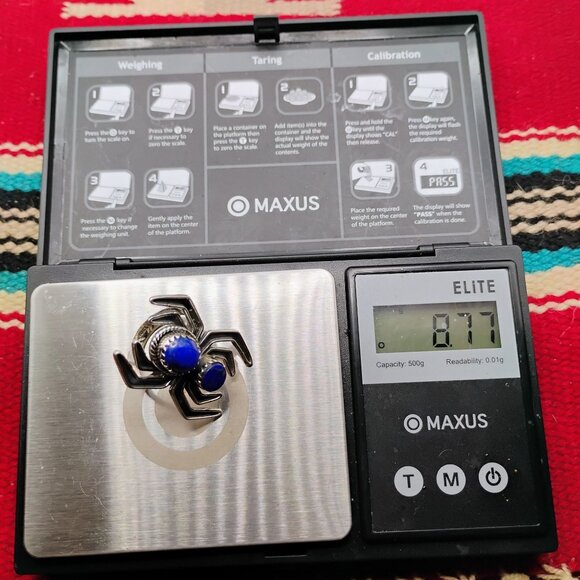 Handmade Sterling Silver Spider Ring w/Blue Lapis Size 7 - Picture 8 of 8